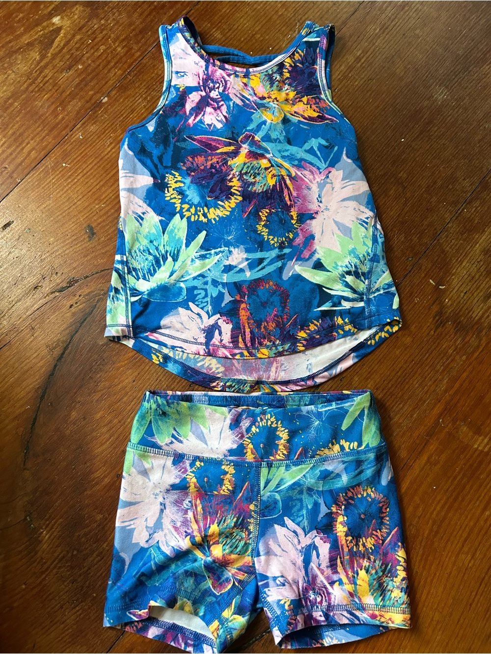 DSG Blue Multicolor Floral Tank & Shorts Set
